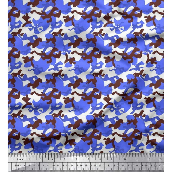 Soimoi Crepe Silk Fabric Two Tone With White Camouflage Printed Craft Fabric by the Yard 42 Inch Wide