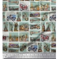 thumbnail image 1 of Soimoi Crepe Silk Fabric Vehicles & Monuments Patchwork Decor Fabric Printed Yard 42 Inch Wide, 1 of 1