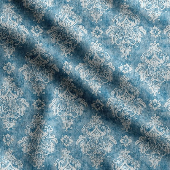 Soimoi Damask Printed,Cuddle Minky Fabric, Sewing Fabric by The Yard 56 Inch Wide,Decorative Plush Soft Fabric, Baby Garments, Toys and Blankets, White
