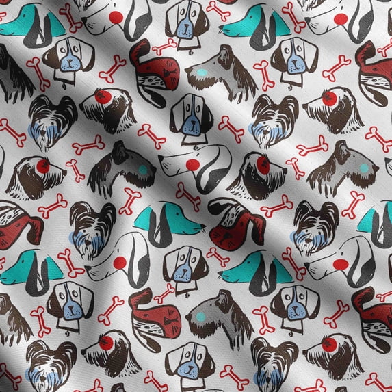 Soimoi Dog Print, Velvet Fabric, Decor Sewing Fabric by The Yard 54 Inch Wide,Decorative Fabric for Upholstery and Home Accents, Black With White