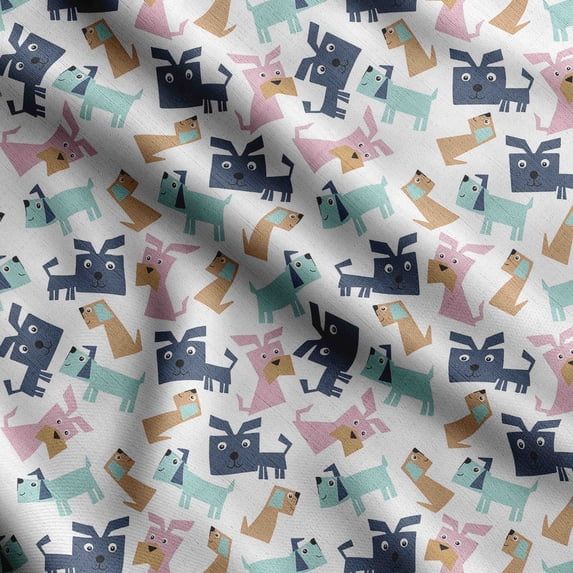 Soimoi Dog Print, Velvet Fabric, Decor Sewing Fabric by The Yard 54 Inch Wide,Decorative Fabric for Upholstery and Home Accents, Multicolor
