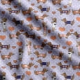 thumbnail image 1 of Soimoi Dog Printed, Japan Crepe SatinFabric, by The Yard 54 Inch Wide, Decorative Sewing Fabric for Dresses Kimonos Gowns, Light Purple, 1 of 5