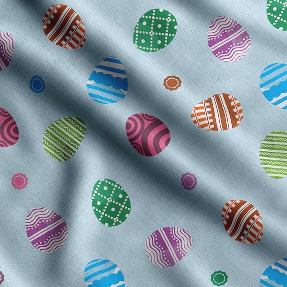 Soimoi Easter Print,Cotton Poplin, Sewing Fabric Sold by The Yard 42 Inch Wide,Sewing Craft Quilting/Quilt Making Fabric, Light Blue