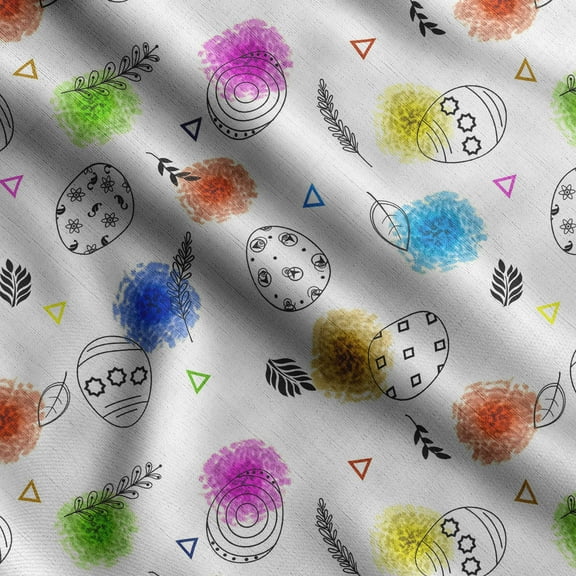 Soimoi Easter Print, Silk Fabric, Decor Sewing Fabric by The Yard 42 Inch Wide,Decorative Fabric for Shirts Suits Ties, Black