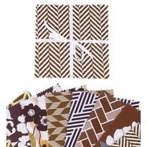 Soimoi Floral Herringbone Texture Print Precut 5-inch Cotton Fabric Quilting Squares Charm Pack DIY Patchwork Sewing Craft- Brown, Purple & White