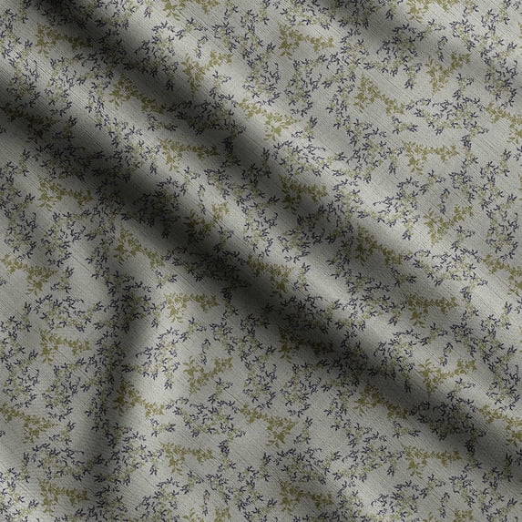 Soimoi Floral & Leave Print, Silk Fabric, Decor Sewing Fabric by The Yard 42 Inch Wide,Decorative Fabric for Shirts Suits Ties, Dusty Gray