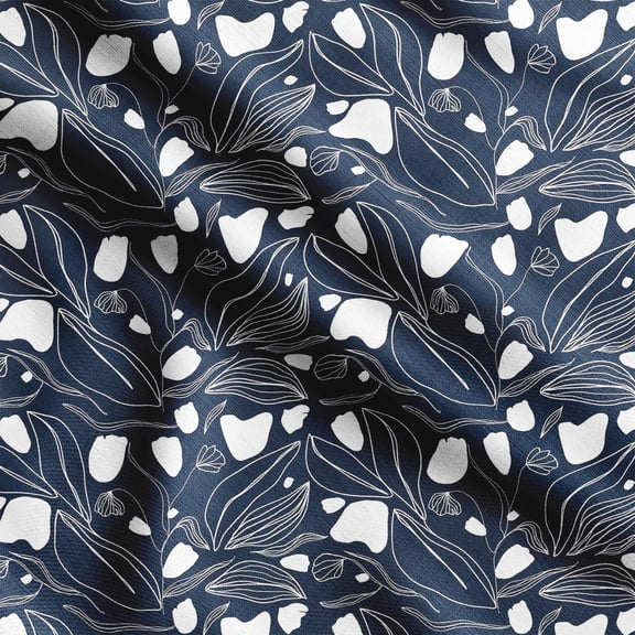 Soimoi Floral Print,Cotton Cambric, Quilting Fabric Sold by The Yard 42 Inch Wide, Medium Weight Cotton Fabric, SewingSupplies,Navy Blue