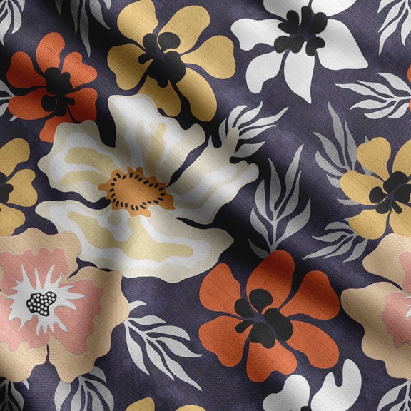 Soimoi Floral Print,Cotton Cambric Quilting Fabric Sold by The Yard- 42 Inch Wide Medium Weight Cotton Fabric SewingSupplies -Purple