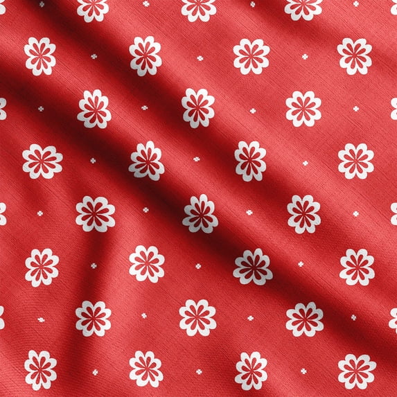 Soimoi Floral Print,Cotton Cambric, Quilting Fabric Sold by The Yard 42 Inch Wide, Medium Weight Cotton Fabric, SewingSupplies,Red & White