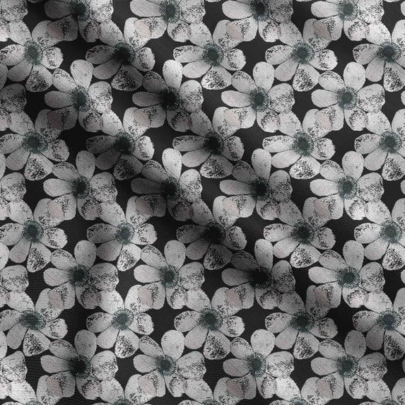 Soimoi Floral Print,Cotton Poplin, Sewing Fabric Sold by The Yard 42 Inch Wide,Sewing Craft Quilting/Quilt Making Fabric, Black