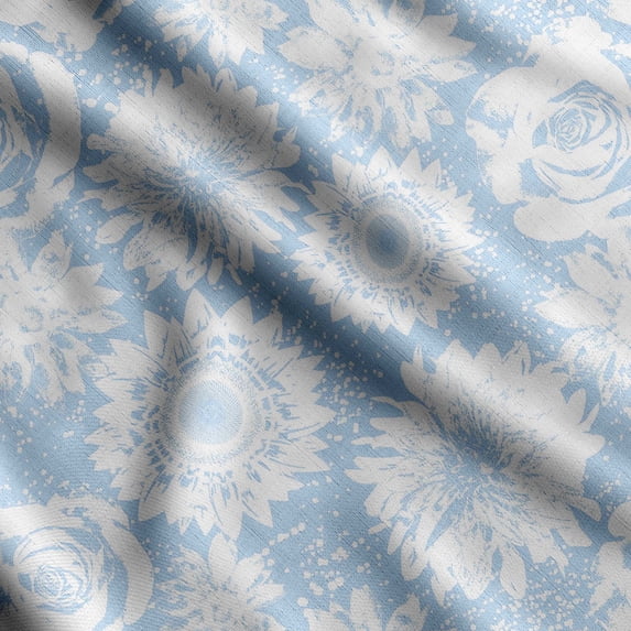 Soimoi Floral Print, Poly Taffeta Fabric Decor Sewing Fabric By The Yard- 56 Inch WideDecorative Fabric For Outdoor Upholstery, Umbrellas And Home Accents-Blue