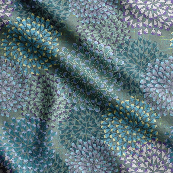 Soimoi Floral Print, Poly Taffeta Fabric Decor Sewing Fabric By The Yard- 56 Inch WideDecorative Fabric For Outdoor Upholstery, Umbrellas And Home Accents-Green