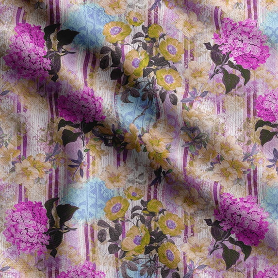 Soimoi Floral Print, Poly Taffeta Fabric, Decor Sewing Fabric by The Yard 56 Inch Wide, Decorative Fabric for Outdoor Upholstery, Umbrellas and Home Accents, Fuschia Pink
