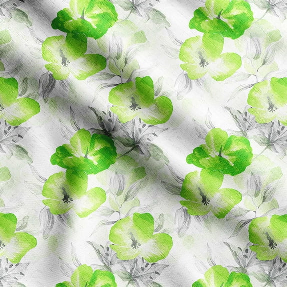 Soimoi Floral Print, Poly Taffeta Fabric, Decor Sewing Fabric by The Yard 56 Inch Wide, Decorative Fabric for Outdoor Upholstery, Umbrellas and Home Accents, Pear Green
