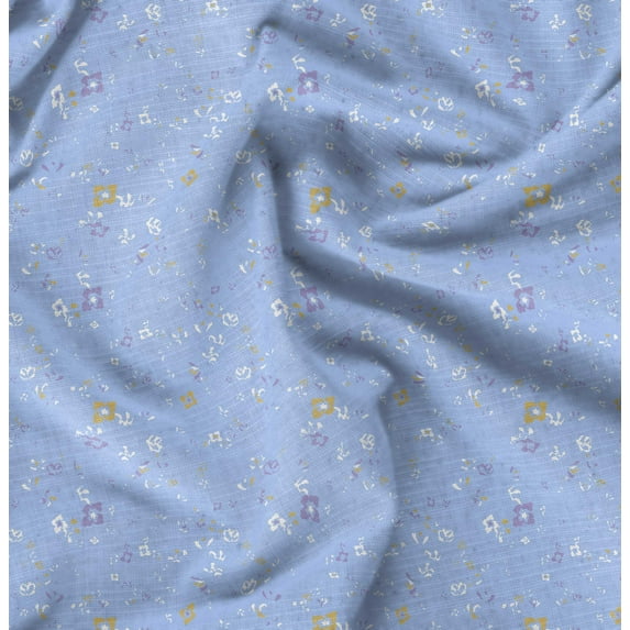 Soimoi Floral Print, Silk Fabric, Decor Sewing Fabric by The Yard 42 Inch Wide,Decorative Fabric for Shirts Suits Ties, Light Blue