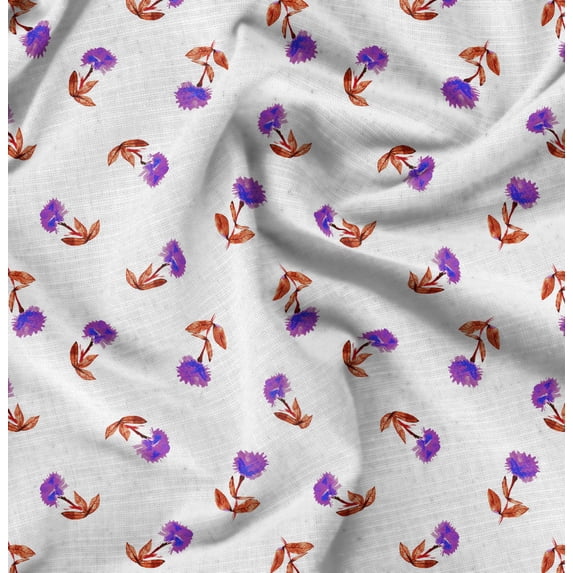 Soimoi Floral Print, Silk Fabric, Decor Sewing Fabric by The Yard 42 Inch Wide,Decorative Fabric for Shirts Suits Ties, Magenta & White