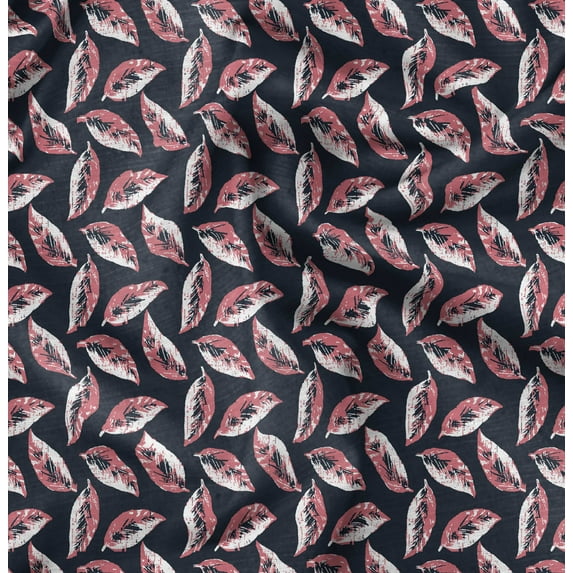 Soimoi Floral Print, Silk Fabric, Decor Sewing Fabric by The Yard 42 Inch Wide,Decorative Fabric for Shirts Suits Ties, Navy Blue