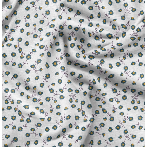 Soimoi Floral Print, Silk Fabric, Decor Sewing Fabric by The Yard 42 Inch Wide,Decorative Fabric for Shirts Suits Ties, White