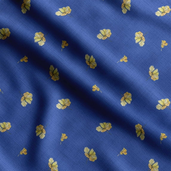 Soimoi Floral Print, Velvet Fabric, Decor Sewing Fabric by The Yard 54 Inch Wide,Decorative Fabric for Upholstery and Home Accents, Blue