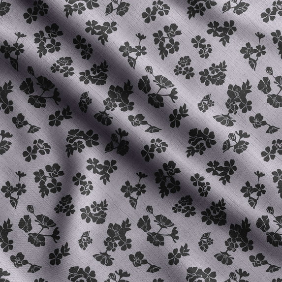 Soimoi Floral Print, Velvet Fabric, Decor Sewing Fabric by The Yard 54 Inch Wide,Decorative Fabric for Upholstery and Home Accents, Grayish Purple