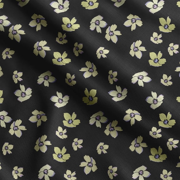 Soimoi Floral Print, Velvet Fabric, Decor Sewing Fabric by The Yard 54 Inch Wide,Decorative Fabric for Upholstery and Home Accents, Light Yellow
