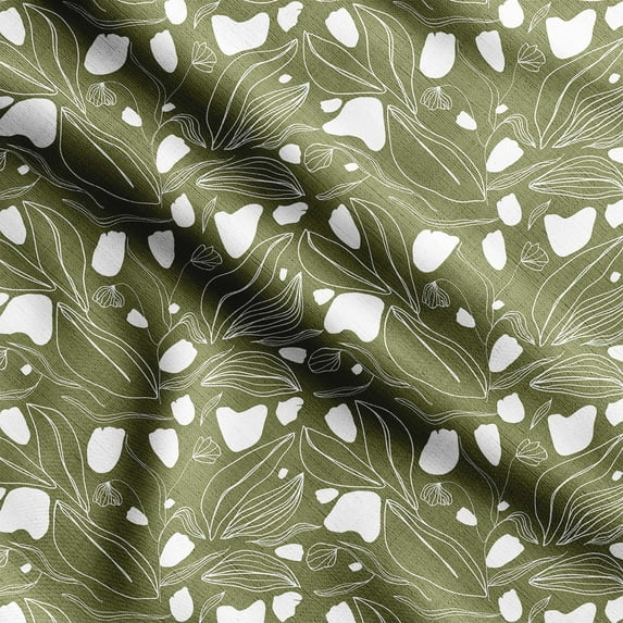 Soimoi Floral Print, Velvet Fabric, Decor Sewing Fabric by The Yard 54 Inch Wide,Decorative Fabric for Upholstery and Home Accents, Olive Green