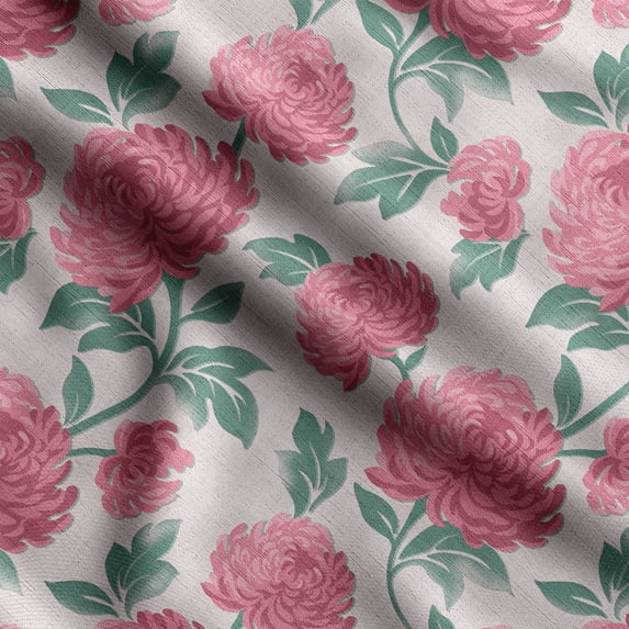 Soimoi Floral Print, Velvet Fabric, Decor Sewing Fabric by The Yard 54 Inch Wide,Decorative Fabric for Upholstery and Home Accents, Pink & Beige