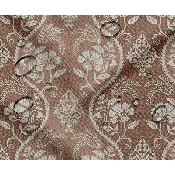 Soimoi Floral Print Waterproof Fabric | Outdoor Material By 10 Yard | Tear-Resistant, UV Safe | Great for Bags, Rainwear, Covers & Curtains, Awning Cover Cloth - Brown