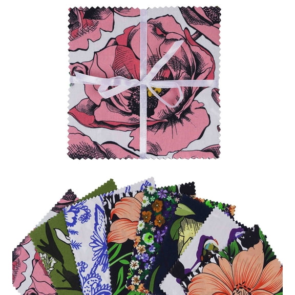 Soimoi Floral PrintPrecut 5-inch CottonFabricQuiltingSquaresCharm Pack DIY Patchwork Sewing Craft- Multicolor