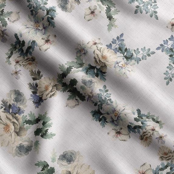 Soimoi Floral Printed, Cotton Satin Spandex, Sewing Fabric by The Yard 54 Inch Wide, Decorative Fabric for Dresses and Home Accents, Green
