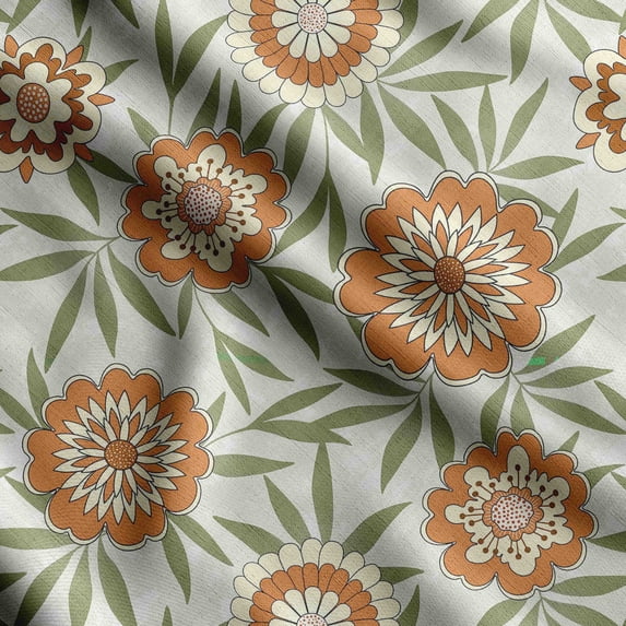 Soimoi Floral Printed,Cuddle Minky Fabric Sewing Fabric By The Yard- 56 Inch WideDecorative Plush Soft Fabric Baby Garments Toys And Blankets-Orange