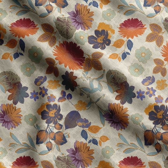 Soimoi Floral Printed,Cuddle Minky Fabric, Sewing Fabric by The Yard 56 Inch Wide,Decorative Plush Soft Fabric, Baby Garments, Toys and Blankets, Multicolor