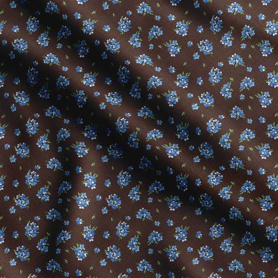 Soimoi Floral Printed, Japan Crepe SatinFabric, by The Yard 54 Inch Wide, Decorative Sewing Fabric for Dresses Kimonos Gowns, Brown