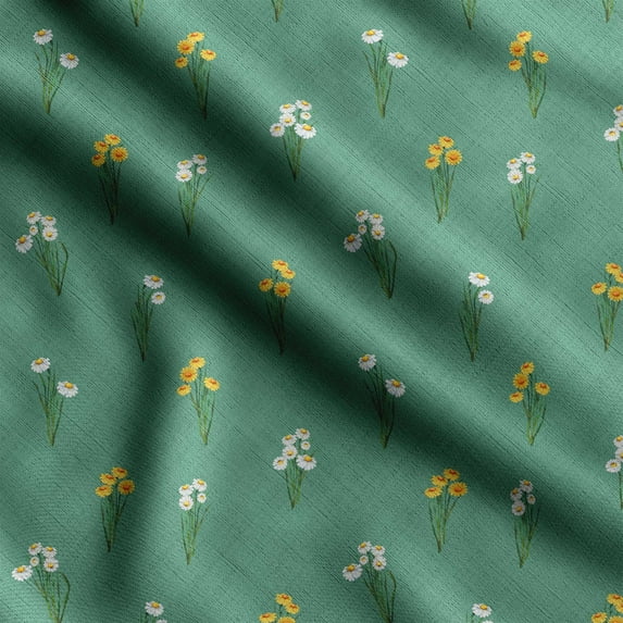 Soimoi Floral Printed, Japan Crepe SatinFabric, by The Yard 54 Inch Wide, Decorative Sewing Fabric for Dresses Kimonos Gowns, Green & Yellow