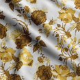 thumbnail image 1 of Soimoi Floral Printed, Japan Crepe SatinFabric, by The Yard 54 Inch Wide, Decorative Sewing Fabric for Dresses Kimonos Gowns, Mustard Yellow, 1 of 5