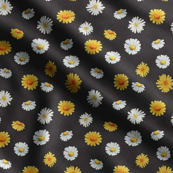 Soimoi Floral Printed, Poly Canvas Fabric, Decor Sewing Fabric by The Yard 56 Inch Wide,Decorative Fabric for Curtains Tote Bags, Yellow & Black