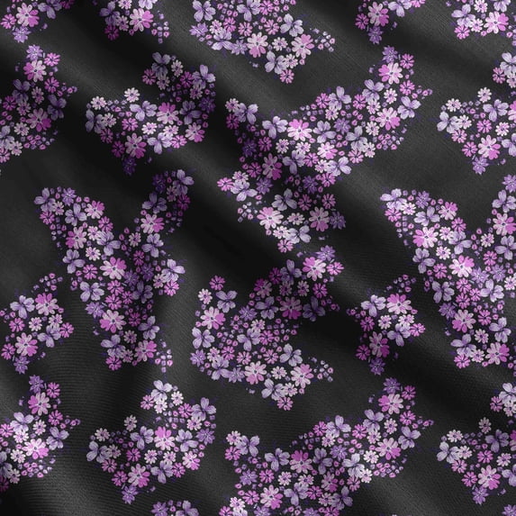 Soimoi Floral Vintage Printed Cotton Satin Spandex Sewing Fabric By The Yard 54 Inch Wide Decorative Fabric For Dresses And Home Accents Purple