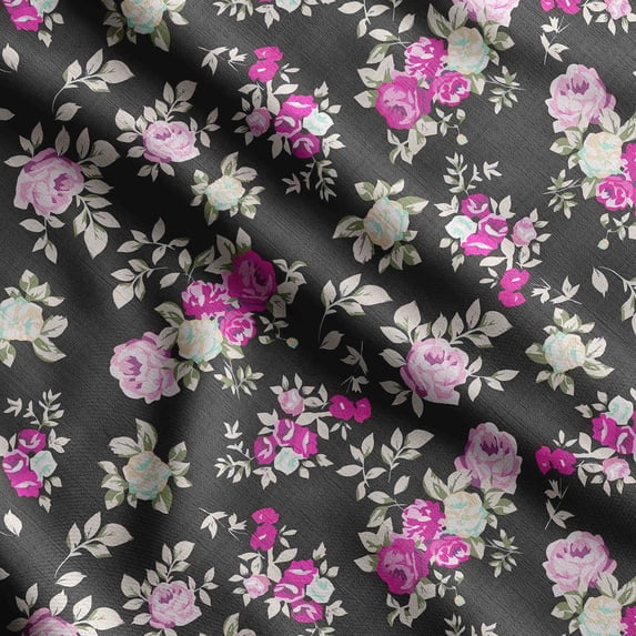 Soimoi Floral Vintage Printed, Japan Crepe SatinFabric, By The Yard 54 Inch Wide, Decorative Sewing Fabric For Dresses, Kimonos, Gowns, Green