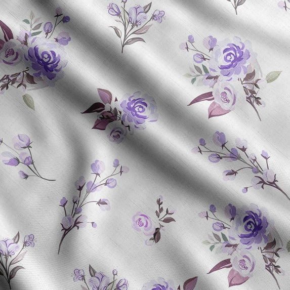 Soimoi Floral Vintage PrintedCuddle Minky Fabric Sewing Fabric By The Yard 56 Inch WideDecorative Plush Soft Fabric Baby Garments Toys And Blankets Purple