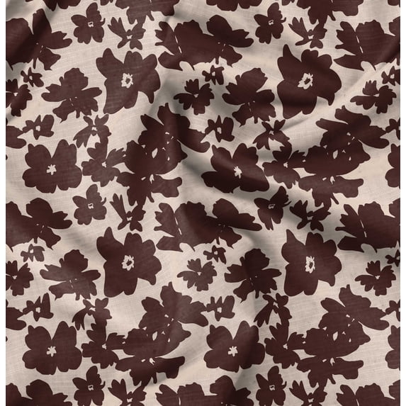 Soimoi Florals Print,Cotton Cambric, Quilting Fabric Sold by The Yard 42 Inch Wide, Medium Weight Cotton Fabric, SewingSupplies, Brown