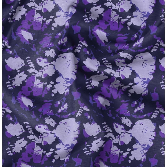 Soimoi Florals Print,Cotton Cambric, Quilting Fabric Sold by The Yard 42 Inch Wide, Medium Weight Cotton Fabric, SewingSupplies, Purple