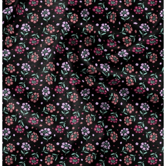 Soimoi Florals Print,Cotton Poplin, Sewing Fabric Sold by The Yard 42 Inch Wide,Sewing Craft Quilting/Quilt Making Fabric, Black