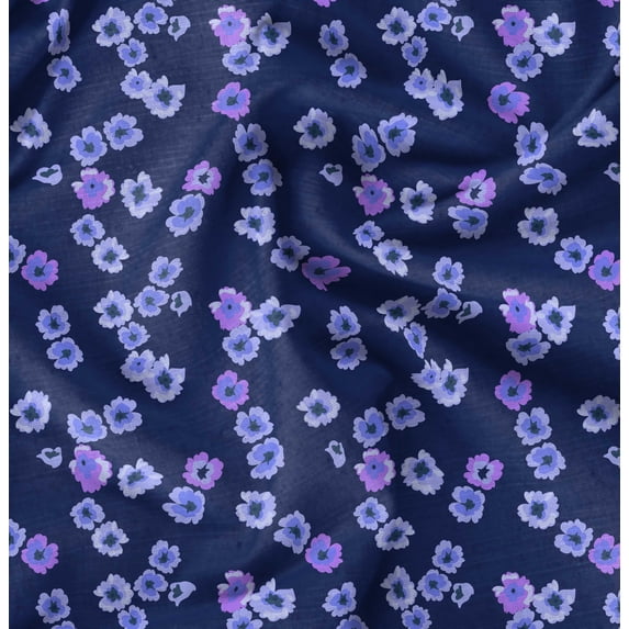 Soimoi Florals Print,Cotton Poplin, Sewing Fabric Sold by The Yard 42 Inch Wide,Sewing Craft Quilting/Quilt Making Fabric, Dark Blue