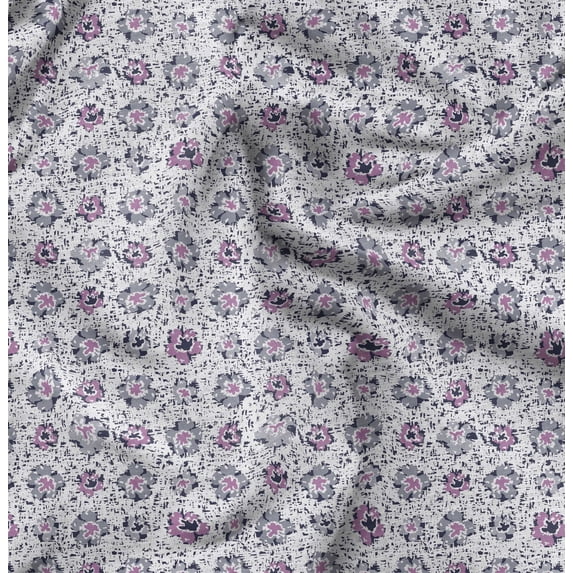 Soimoi Florals Print,Cotton Poplin, Sewing Fabric Sold by The Yard 42 Inch Wide,Sewing Craft Quilting/Quilt Making Fabric, Gray