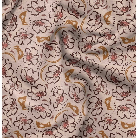 Soimoi Florals Print,Cotton Poplin, Sewing Fabric Sold by The Yard 42 Inch Wide,Sewing Craft Quilting/Quilt Making Fabric, Rose Brown