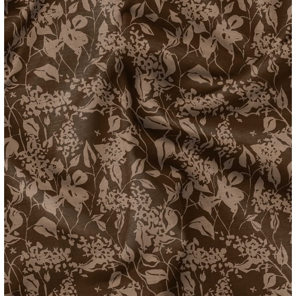 Soimoi Florals Print, Silk Fabric, Decor Sewing Fabric by The Yard 42 Inch Wide,Decorative Fabric for Shirts Suits Ties, Brown