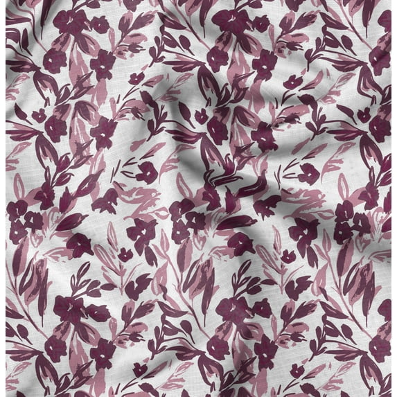 Soimoi Florals Print, Silk Fabric, Decor Sewing Fabric by The Yard 42 Inch Wide,Decorative Fabric for Shirts Suits Ties, Mauve