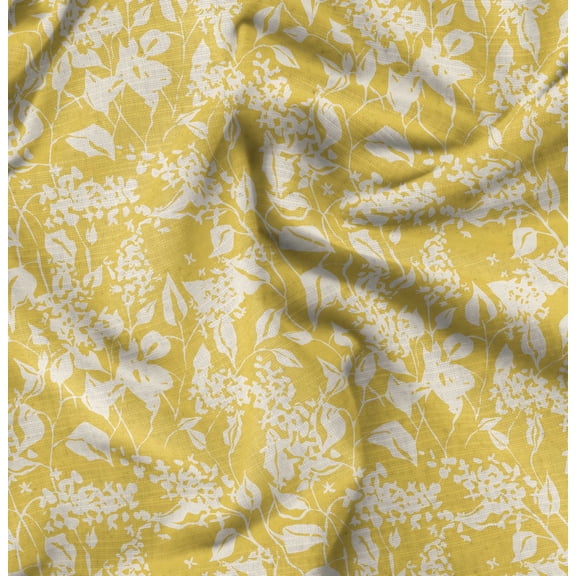 Soimoi Florals Print, Silk Fabric, Decor Sewing Fabric by The Yard 42 Inch Wide,Decorative Fabric for Shirts Suits Ties, Yellow