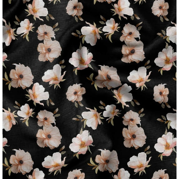 Soimoi Florals Print, Velvet Fabric, Decor Sewing Fabric by The Yard 54 Inch Wide,Decorative Fabric for Upholstery and Home Accents, Black & Orange
