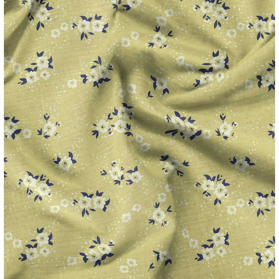 Soimoi Florals Print, Velvet Fabric, Decor Sewing Fabric by The Yard 54 Inch Wide,Decorative Fabric for Upholstery and Home Accents, Pale Yellow